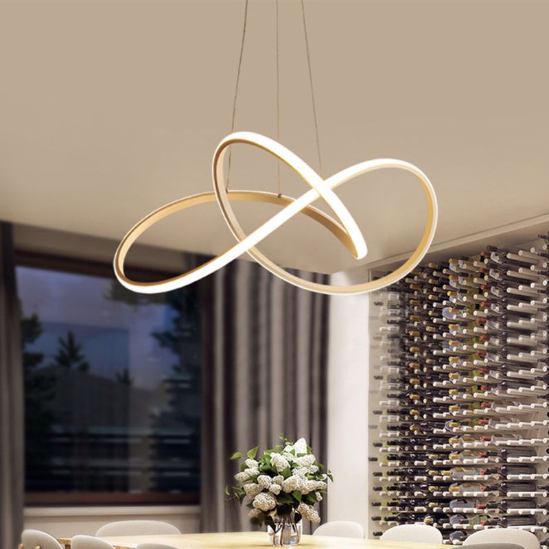 Cycle Pendant Light Fixture Simplicity Acrylic Black/White LED Chandelier in Warm/White Light, 19.5"/27.5" Width