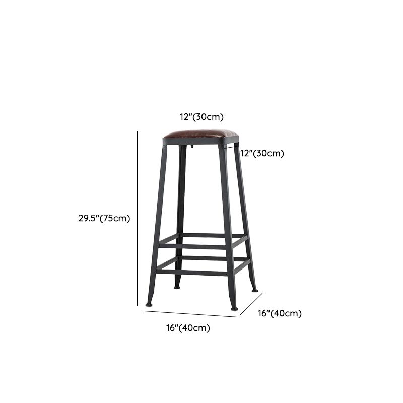Faux Leather Dining Stools Upholstered Bar Stools with Footrest