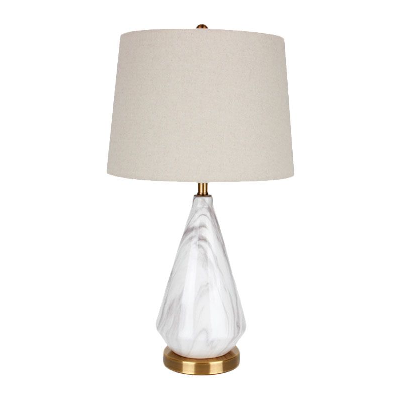 Trommelstof tafellamp Minimalistisch een enkele zitkamer nachtkastje licht met diamant keramische basis in zwart/wit