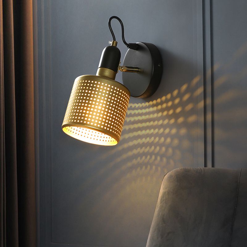 Moderner Stil Verstellbarer Zylinderwandleuchten Beleuchtung Metall 1 Lichtwandmontierte Lampen in Gold