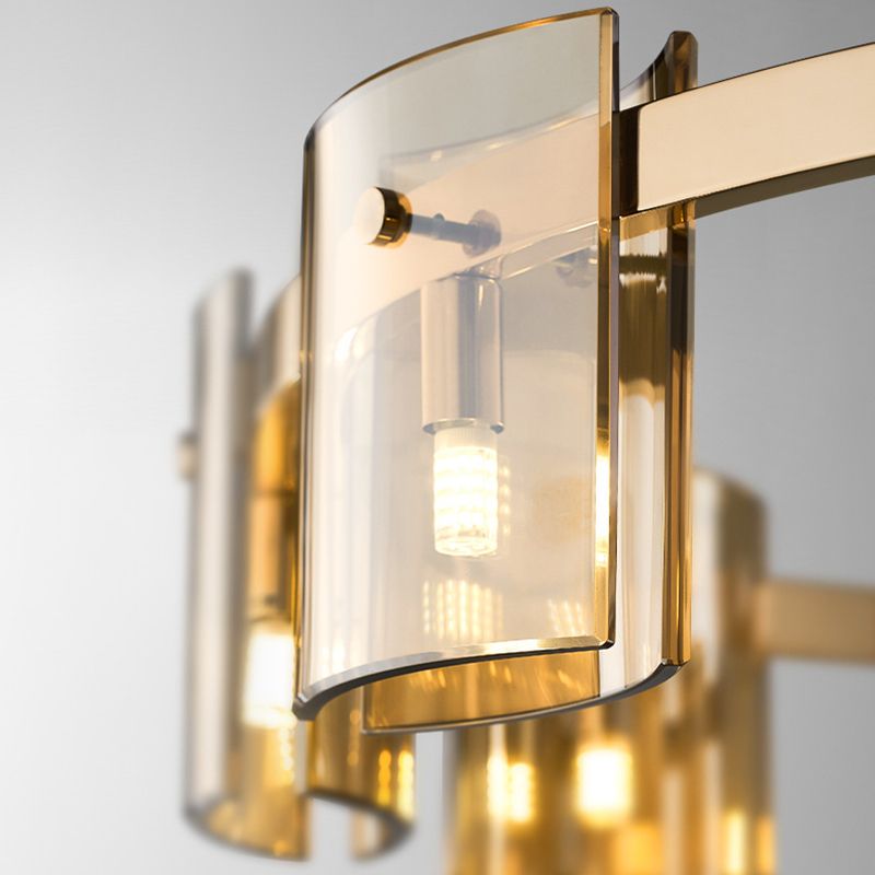Moderner Kronleuchter helles Glas Metall Anhänger Licht für Wohnzimmer