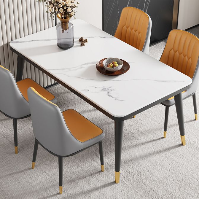 Minimalist Sintered Stone Top Kitchen Dining Table Rectangle Shape Dining Table with 4 Legs Base