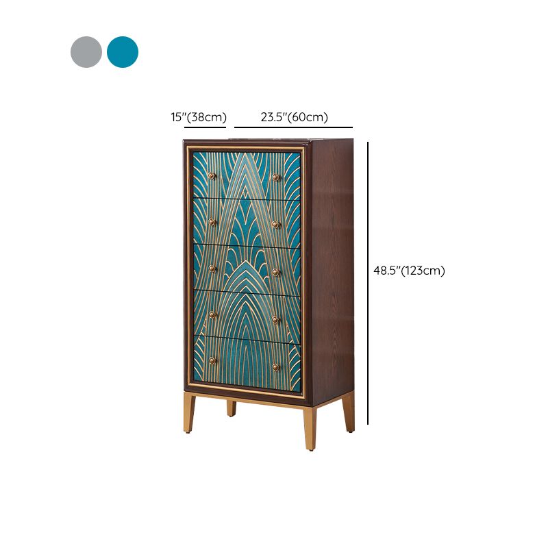 Contemporary Glam Lingerie Chest Rubber Wood Vertical Storage Chest Dresser for Bedroom