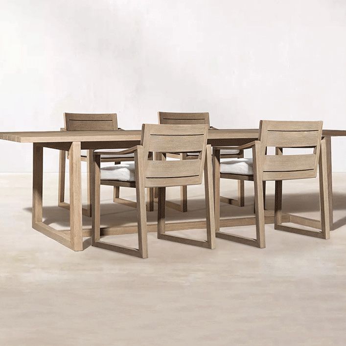 Contemporary Natural Patio Dining Chair with UV Protective Finish Cushion