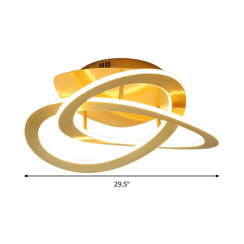 21,5 "/29.5" W Iluminación de techo de dormitorio LED Blanco/Oro de montaje de punto de montaje de luz con sombra acrílica de bucle en luz cálida/blanca