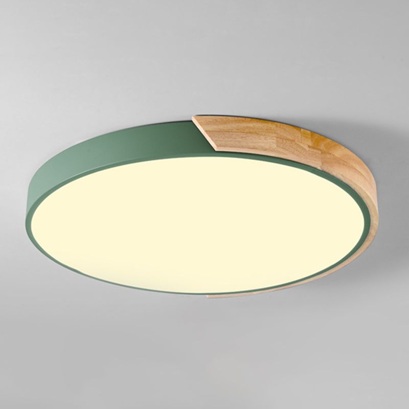 Plafonnier LED de forme ronde macaron fer moderne 1 lumière encastré pour chambre d'étude