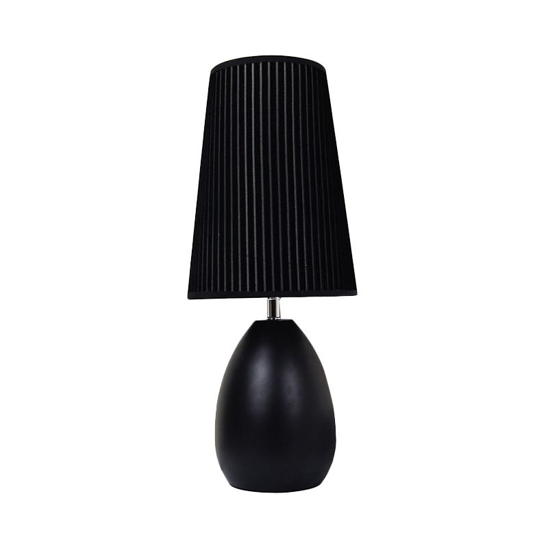 Teardrop Metal Desk Light Modern 1 Head Black Night Table Lamp with Fabric Shade