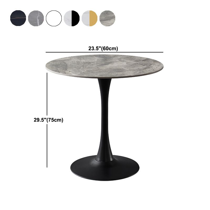 Contemporary Stone Round Top Restaurant Table Metal Base Dining Table