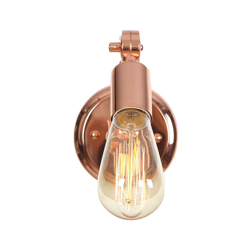 Roségold bewaffnete Wandleuchte Retro Industrial Iron 1 Leichte Badezimmer Rotatable Wandlampe mit freiliegerischer Glühbirne