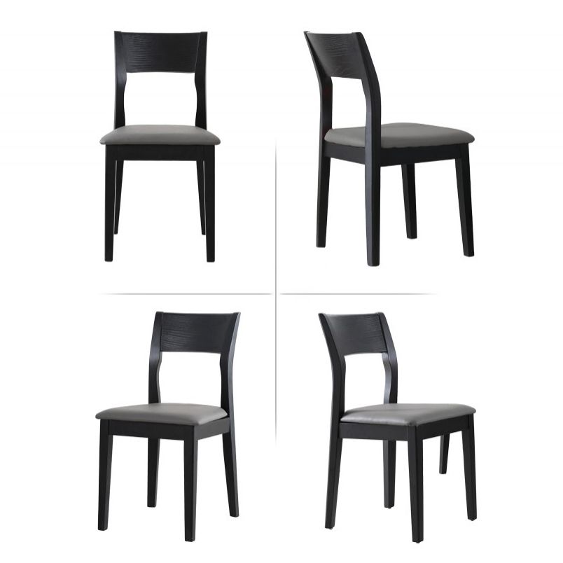 Chaise de salle à manger contemporaine, chaise latérale ouverte de 16 pouces de large avec 4 pieds en bois noir pour un usage domestique
