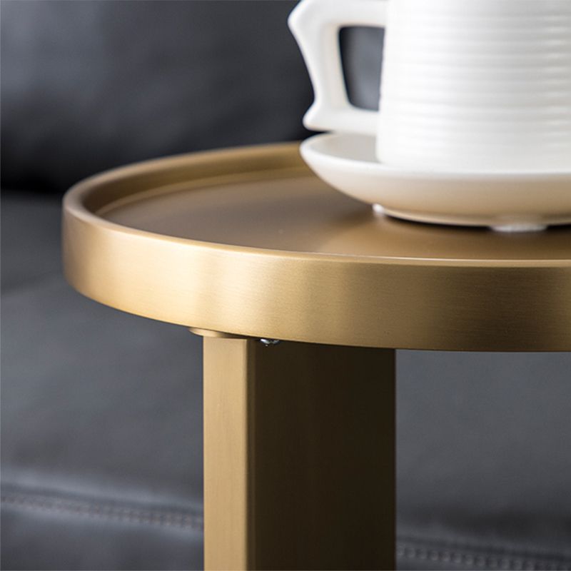 Rustic Accent Side Table Metal Pedestal Round Living Room Corner Table