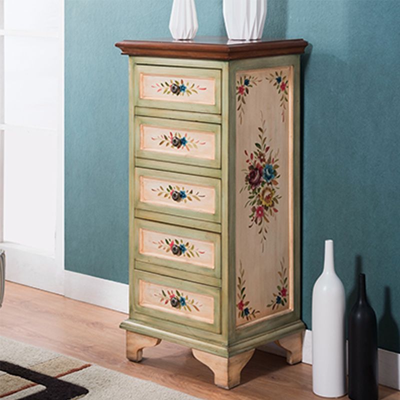 Traditional Vertical Bedroom Chest Solid Pine Storage Chest with Drawers