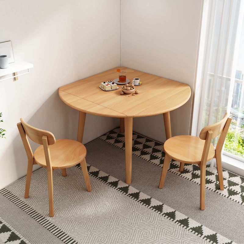 Moderne stijl massief houten eettafel bruine ronde drop-bladtafel met 4 poten voor thuis