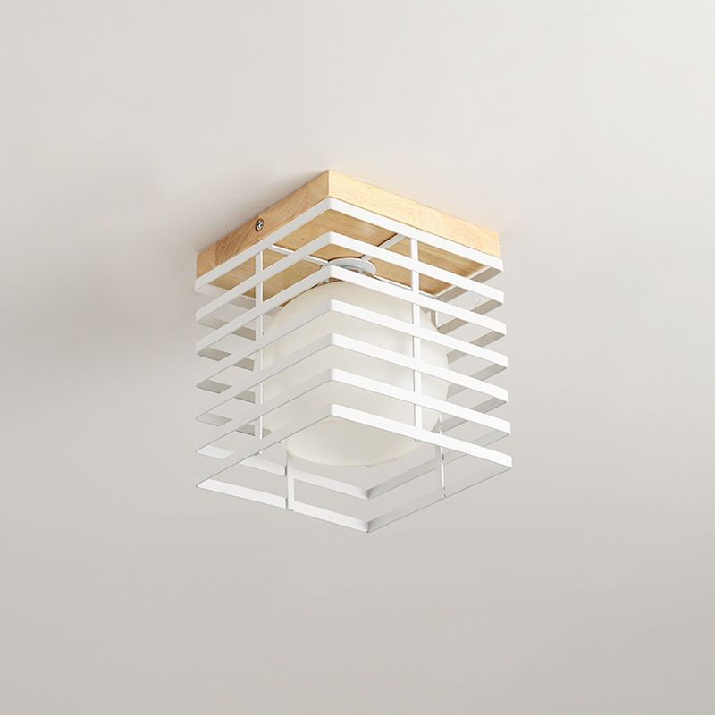 Lámpara colgante de montaje empotrado cuadrado negro/blanco, lámpara de montaje en techo de 1 luz Simple de Metal para pasillo