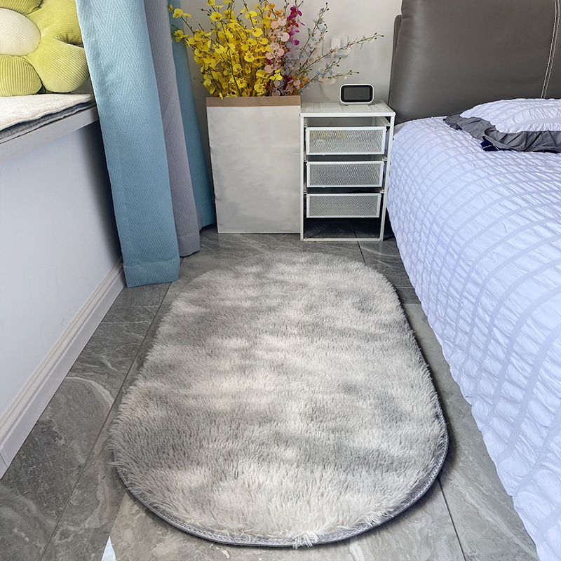 Gray Gradient Ramp Rug Polyester Casual Rug Washable Rug for Living Room