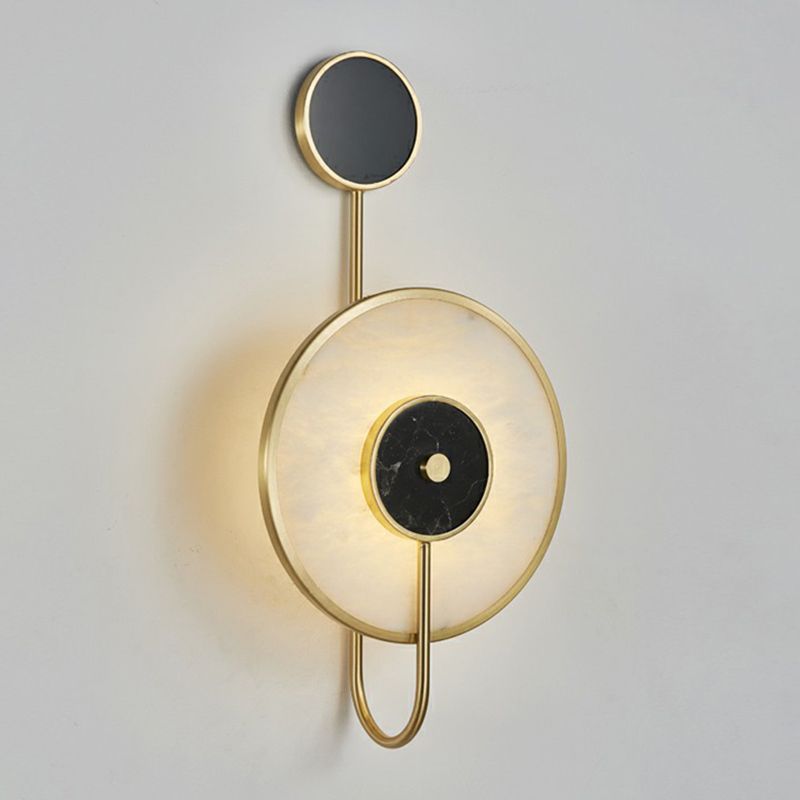 Black Circle Wall Sconce Lighting Designer Marble LED Wall Mount Light for Living Room