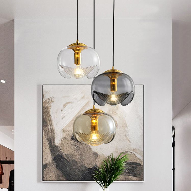 Spherical Shape Hanging Light Modern Style Glass Multi Light Hanging Lamp for Living Room