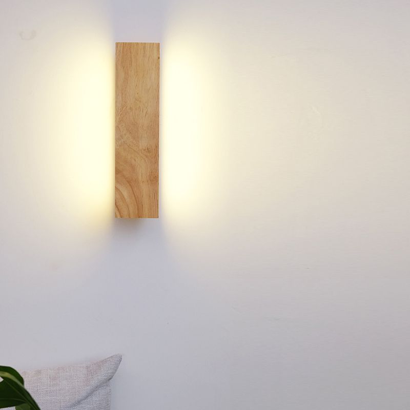 Single Modernism Beige Finish Wall Mounted Sconce Wooden Wall Light