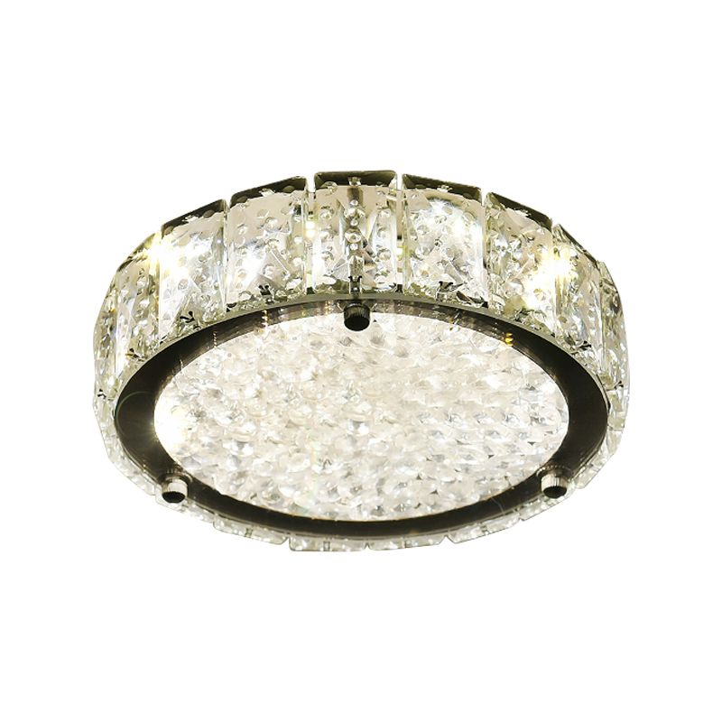 Minimalistische LED-inbouwlamp roestvrij staal rond/vierkant/bloem plafondarmatuur met heldere kristallen kap in warm/wit licht