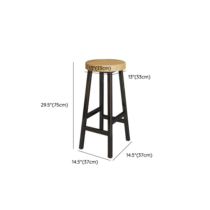 Modern Armless Counter Stool Pine Wood Bar Stool with Pedal for Cafe