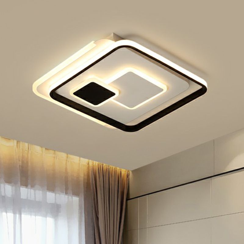 Zwarte ultradunne vierkante inbouwverlichting Minimalistische metalen LED-plafondlamp voor slaapkamer