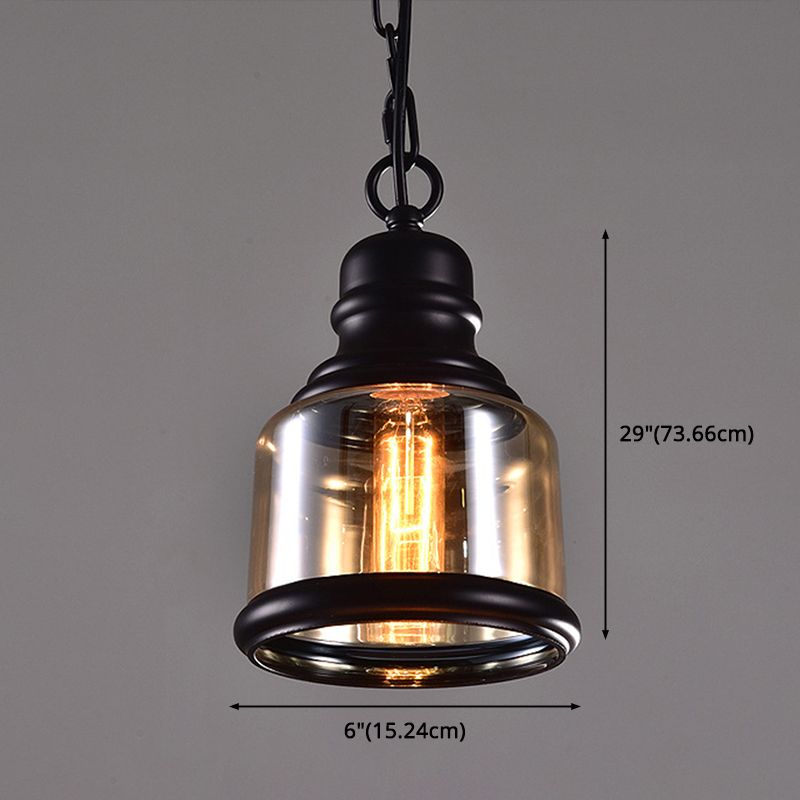 Black Shaded Pendant Lighting Fixture Minimalist Style Glass Hanging Ceiling Light