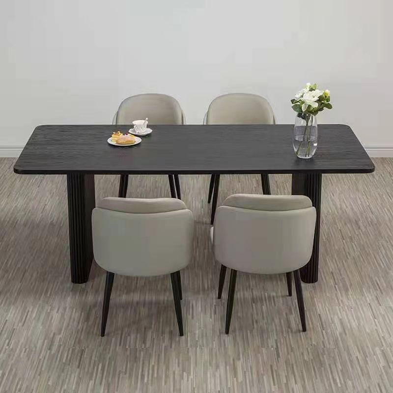 Black Wood Dining Table Set with Chairs 1/2/5 Pieces Modern Dinette Set