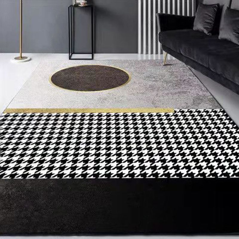 Stylish Modern Indoor Rug Contrast Panel Area Rug Polyster Carpet with Non-Slip Backing