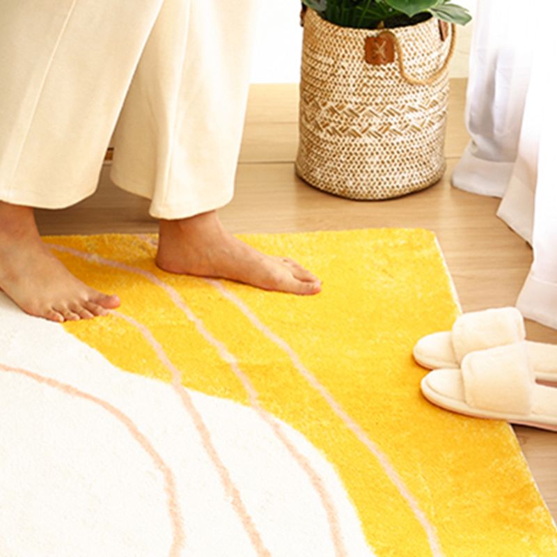 White Tone Home Decor Carpet Simple Abstract Pattern Area Rug Polyester with Non-Slip Backing Rug