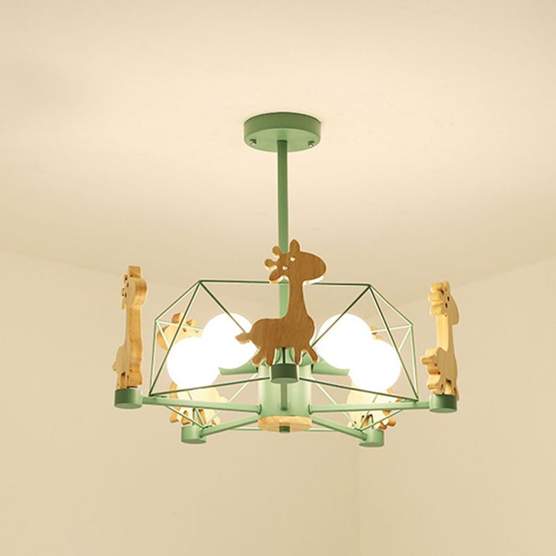 5-Light Spherical Branch Hanging Pendant Modern Macaron Style Metal Hanging Lighting