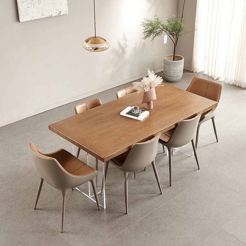 Modern 1/2/5/7 Pieces Rectangle Dining Set Solid Wood Dining Table with Chairs