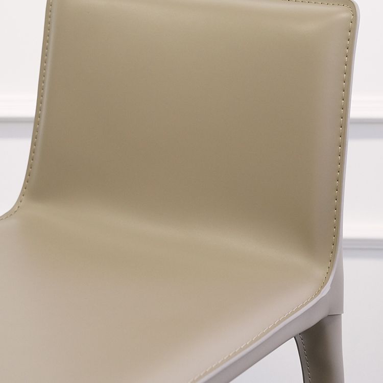 Modern Armless Faux Leather Low Back Bar Stools with Metal Base