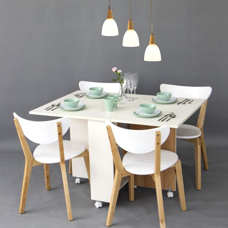 Mesa de madera de madera plegable artificial Mesa rectángulo extensible con base de caballete de almacenamiento