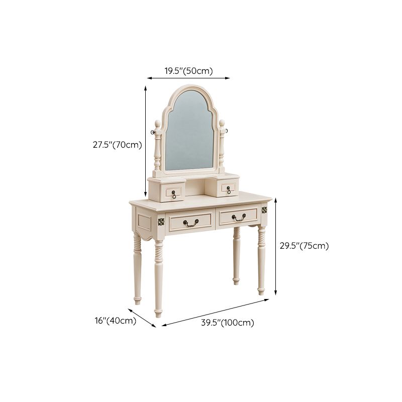 Solid Wood Makeup Vanity Set Victorian 4 Drawers Dressing Table