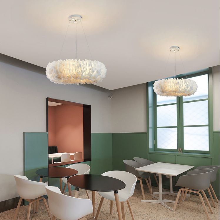 Luz de araña colgante de donas de pluma