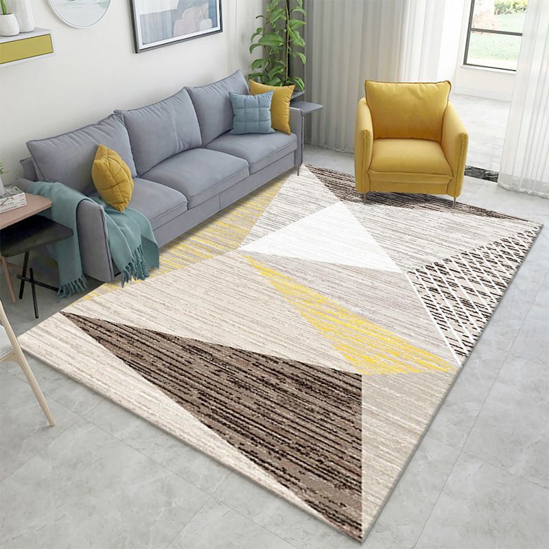 Nordic Geometric Color Block Rug Multicolor Polypropylene Carpet Pet Friendly Stain Resistant Non-Slip Rug for Sitting Room