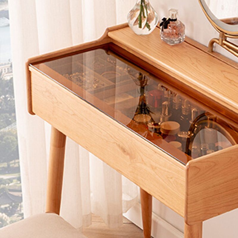 Glass Makeup Counter 18.11" Wide Solid Wood Vanity Tables with 1 Storage Drawers