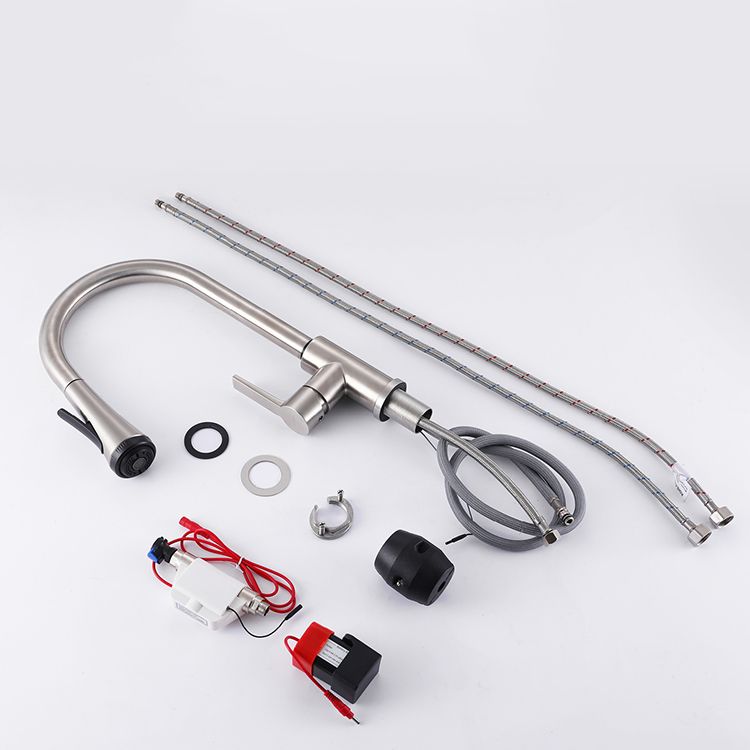Touch Sensor Kitchen Bar Faucet Gooseneck Swivel Spout with Pull Down Sprayer