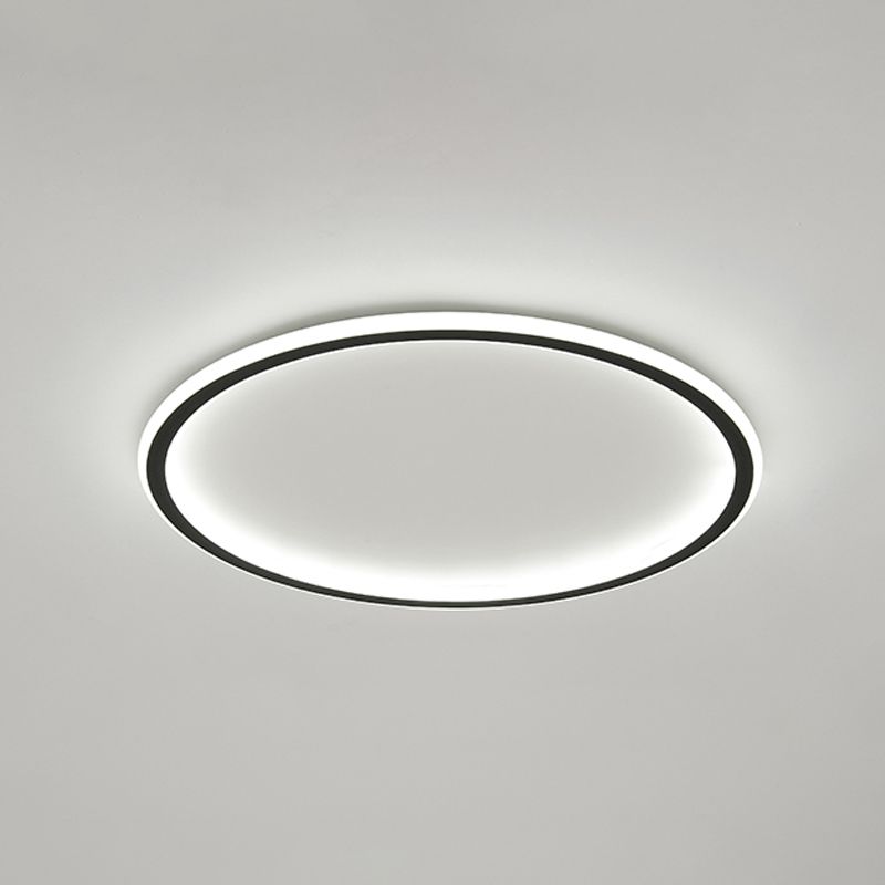 Metal Round Shape Flush Ceiling Light Modern 1-Light Flush Ceiling Light Fixtures in Black