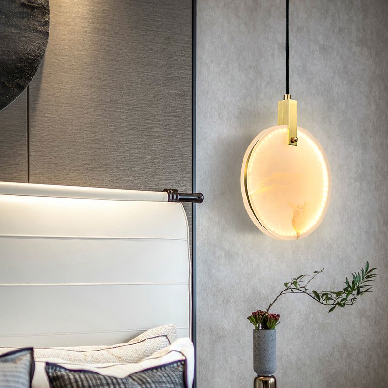 Marble Circular Shrow Lights Style moderne 1 Light Hanging Mount Fixture