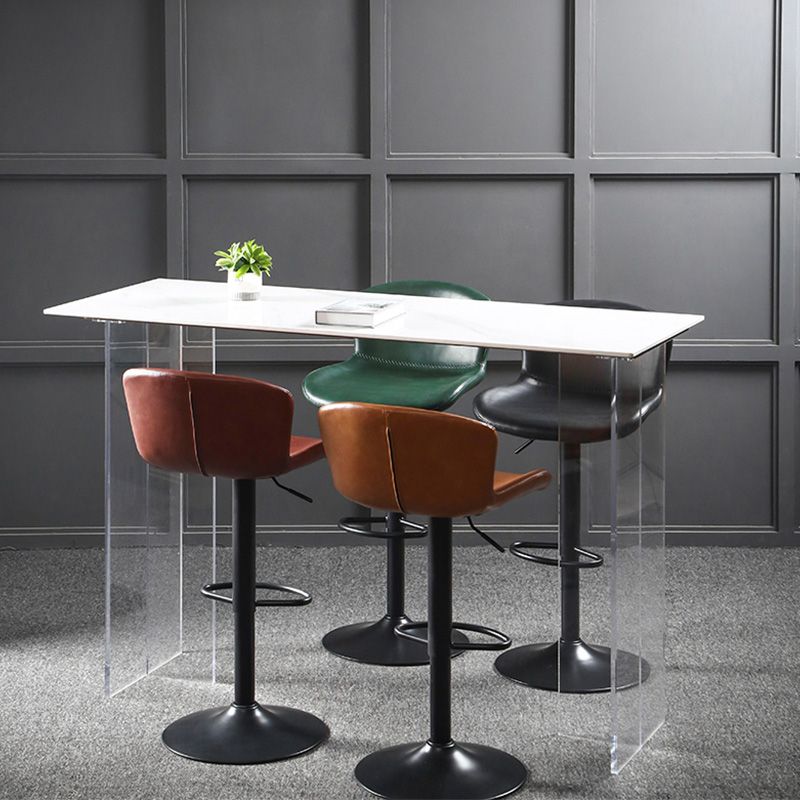 Modern Backrest Rotatable Counter Stool Iron Bar Stool with Cushion and Pedal