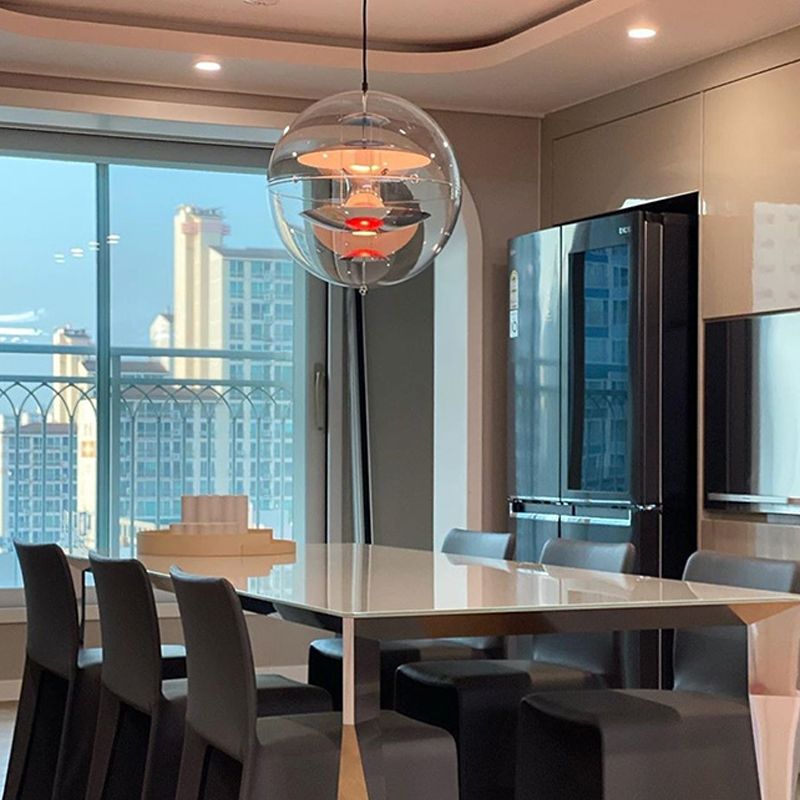 Clear Ball Shade Hanging Light Modern Pendent Lighting Fixture for Drawing Room