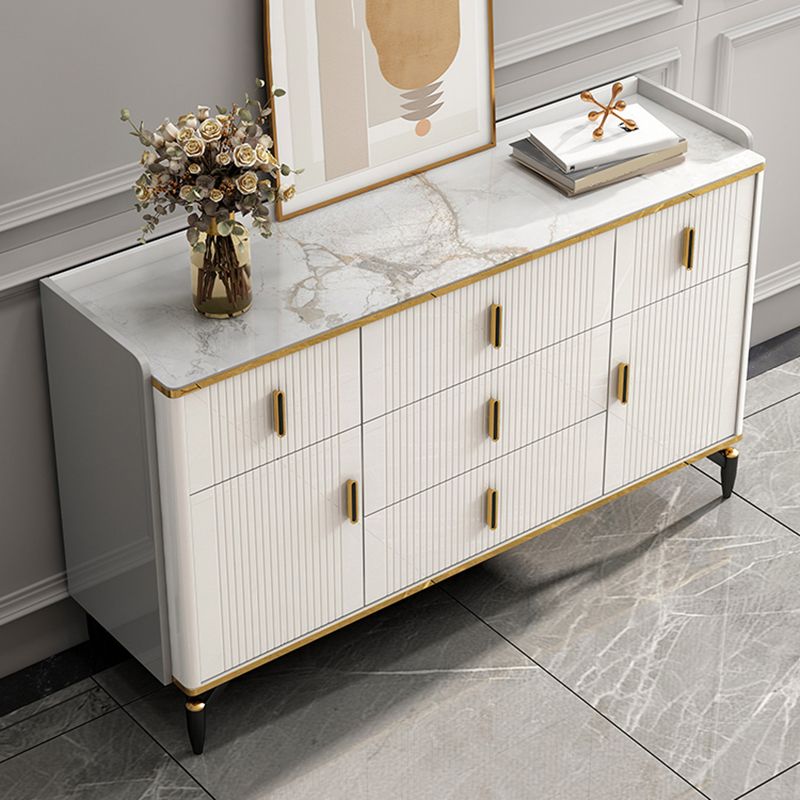Glam Stone Storage Chest Bedroom Chest in White with Drawers