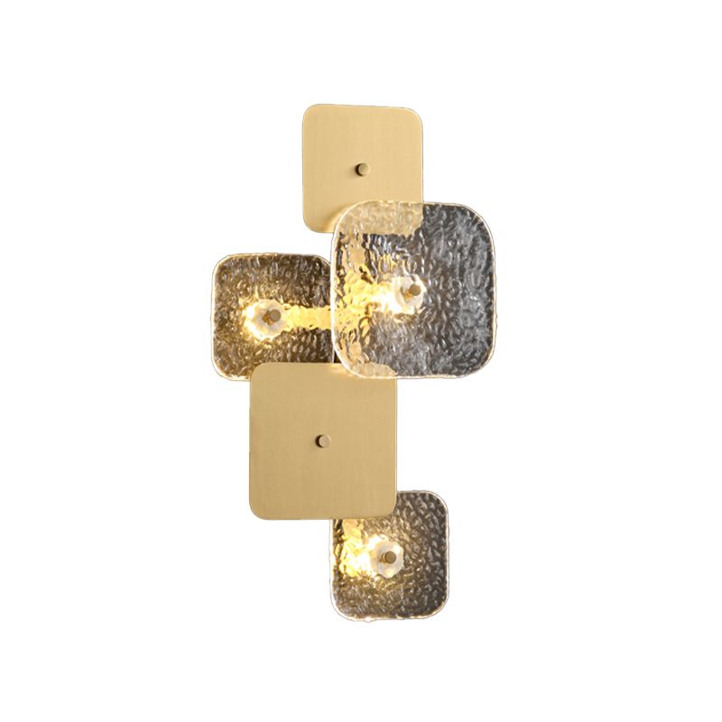 Modern Metal Wall Sconce Square Shape Wall Light with Glass Shade for Bedroom