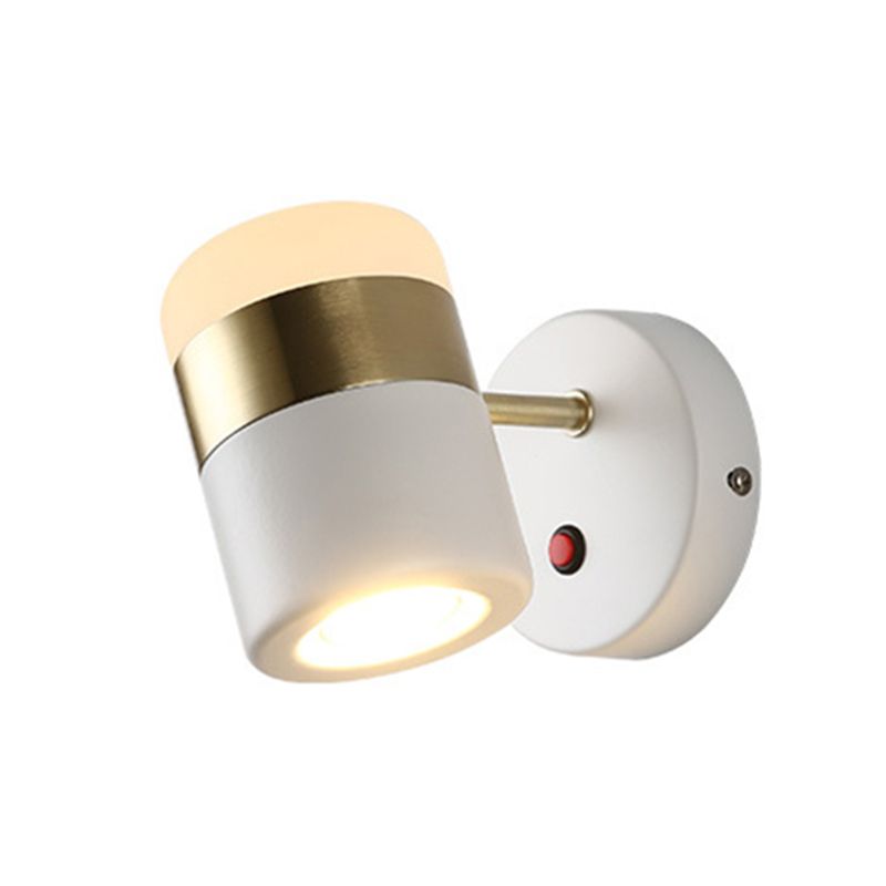 1-Light Cylindrical Simplicity Wall Sconce 4.3" Height Modern Style Rotatable Mini Wall Lamp