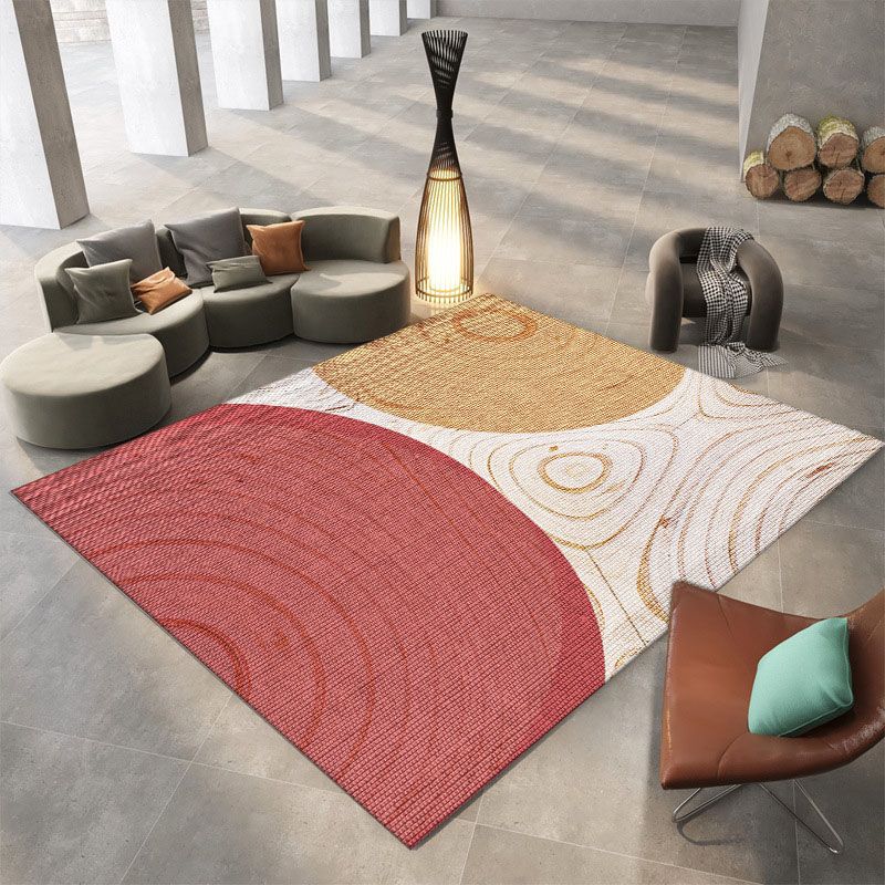 Chic Modern Carpet Color Block Polyester Area Rug Non-Slip Backing Rug for Home Decor