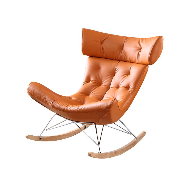 Glam Rocking Chair Upholstered Antique Finish Rocking Accent Chair