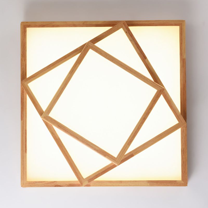 Luminaire encastré en bois à trois niveaux pour le salon Nordic beige LED plafonnier