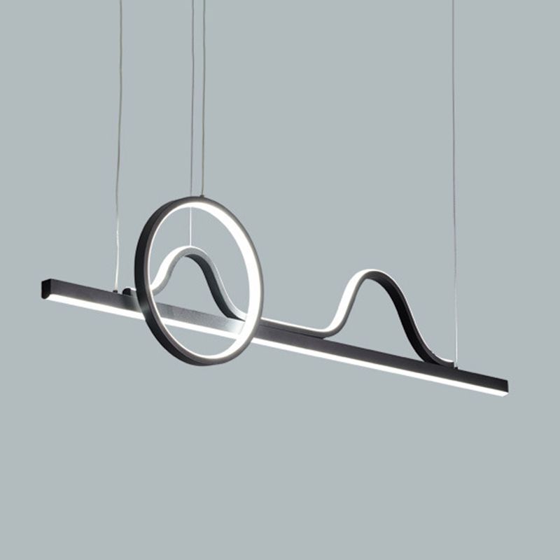 Linear Shape Island Pendants Contemporary Metal 3 Light Pendant Lighting Fixtures in Black