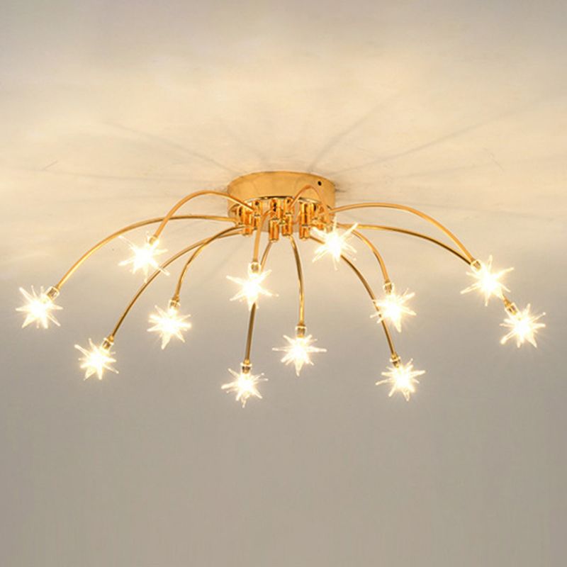 Lámpara de techo Radial Star en soporte semiempotrado LED de metal de estilo moderno y lujoso para dormitorio
